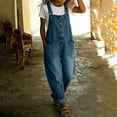 thumbnail image 5 of KDDYLITQ Denim Jumpsuit for Women Vintage Loose Fit Overalls Button Front Wide Leg Bib Jean Jumpsuit Adjustable Strap Casual Y2K Sleeveless Romper Pants with Pockets Blue L, 5 of 5