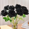 thumbnail image 3 of 8 cabezas de rosas artificiales con tallos, ramo de flores Vintage para boda nupcial, compromiso, hogar, jardín, oficina BLESIY flores rosas, 3 of 6