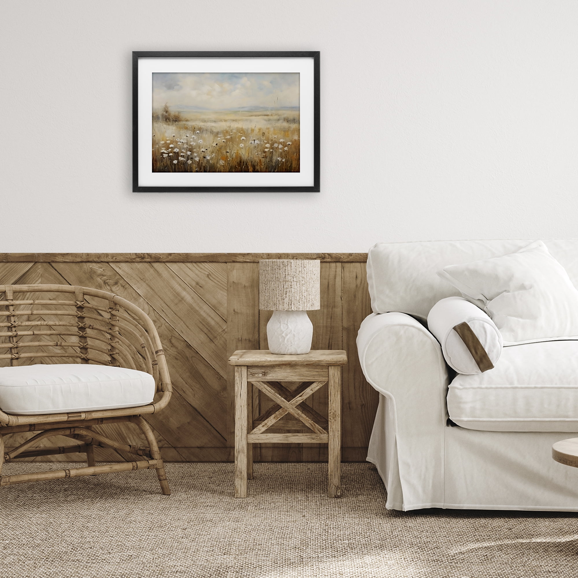 Stupell Industries Neutral Land Calmness Black Framed Print Under Glass, design by Creative Studio