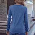 thumbnail image 4 of Sudadera con cuello en V y botones para mujer, Top de color puro, manga larga, informal, holgada, lavable a máquina, para ir de compras, 4 of 6