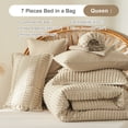 thumbnail image 5 of Davulos Tufted Comforter Set 7 Pieces Bed in a Bag Queen Size Shabby Chic Boho Comforter and Sheet Set with Pom Pom Textured Complete Bedding Set (Khaki,Queen), 5 of 8