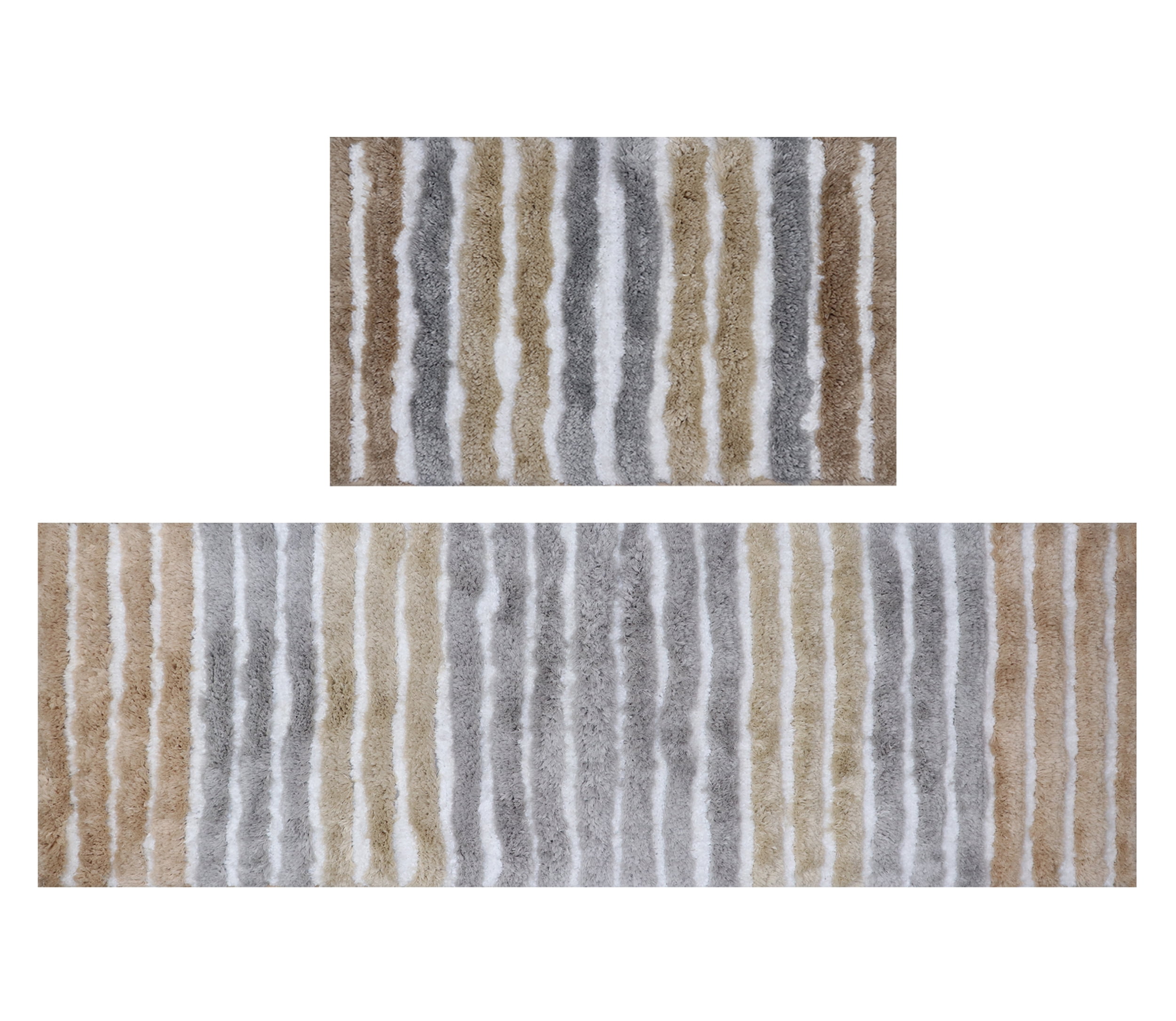 Bathroom Rugs Set of 2, Soft Microfiber Bath Mats, Absorbent & Quick Drying, Non-Slip Rubber Backing, Machine Washable Bathroom Floor Mats for Tub, Shower – 21x54, 24x40 Linen