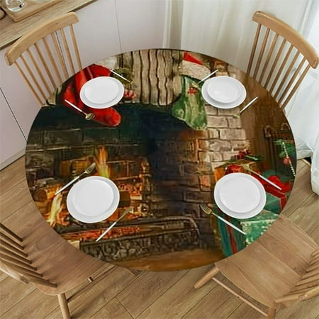 

Patifu Teddy Bear Round Table Cover Stain Resistant Washable Indoor Outdoor Tablecloth Kitchen Dining Wedding Parties 100% Polyester Fabric Outdoor Fitted Christmas Waterproof Fabric 46 -50