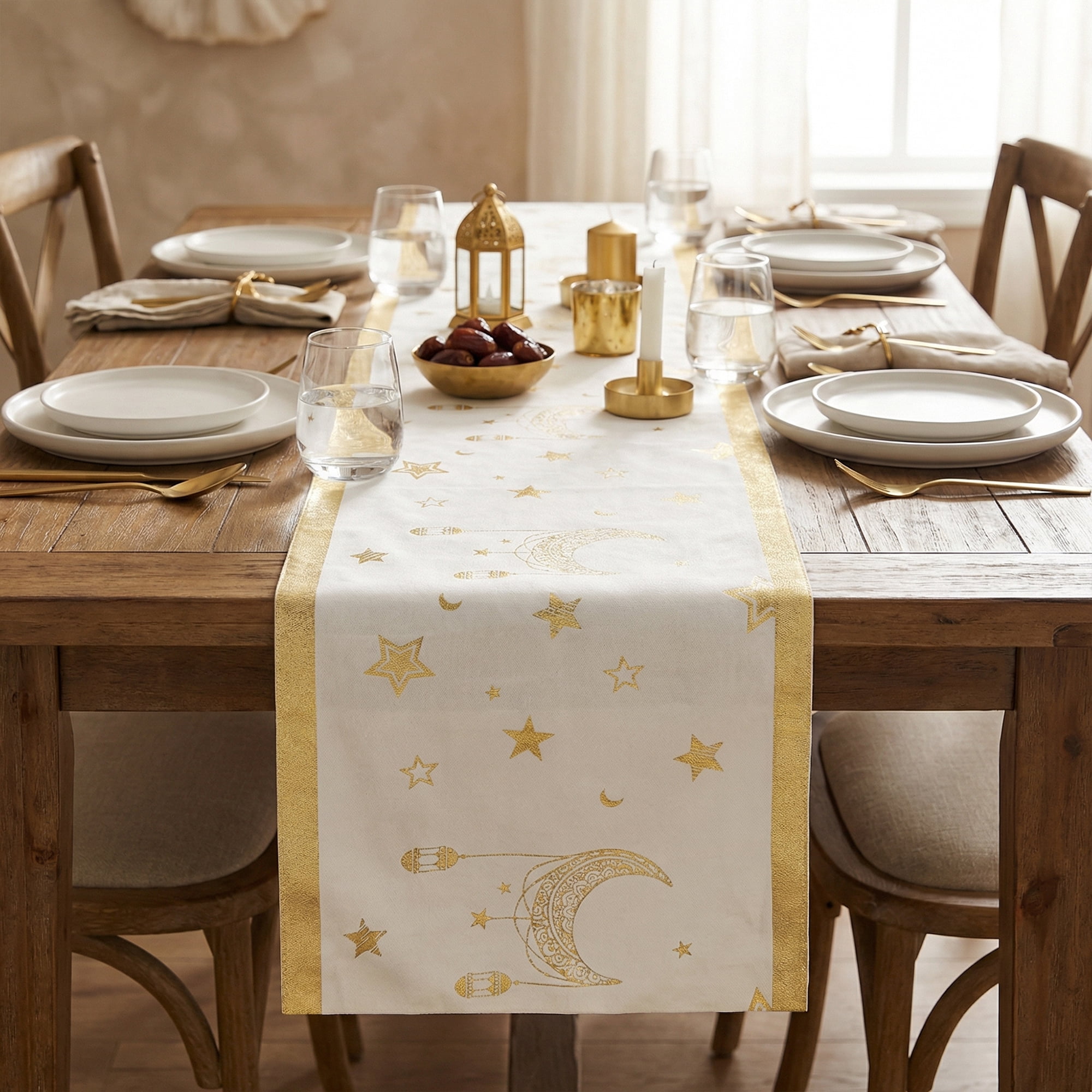 Unique Bargains Long Polyester Kitchen Runner Table Runner for Decor White 13"x94.5"