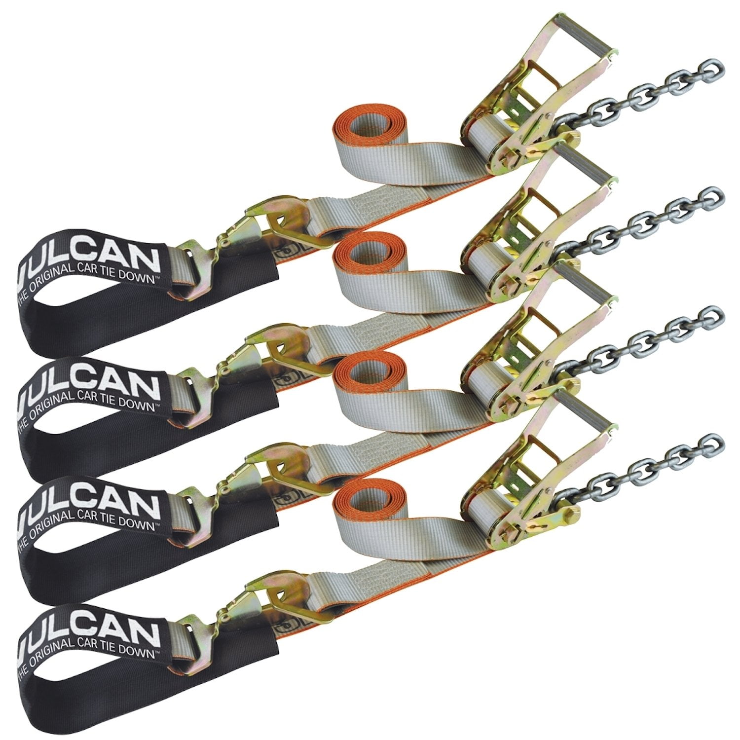 VULCAN Axle Tie Down Combo Strap with Chain Tail Ratchet 2 Inch x 114