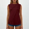 thumbnail image 2 of Women's T-Shirts Summer Solid Round Neck Sleeveless Loose T Shirt for Casual Wear and Everyday Comfort, 2 of 5
