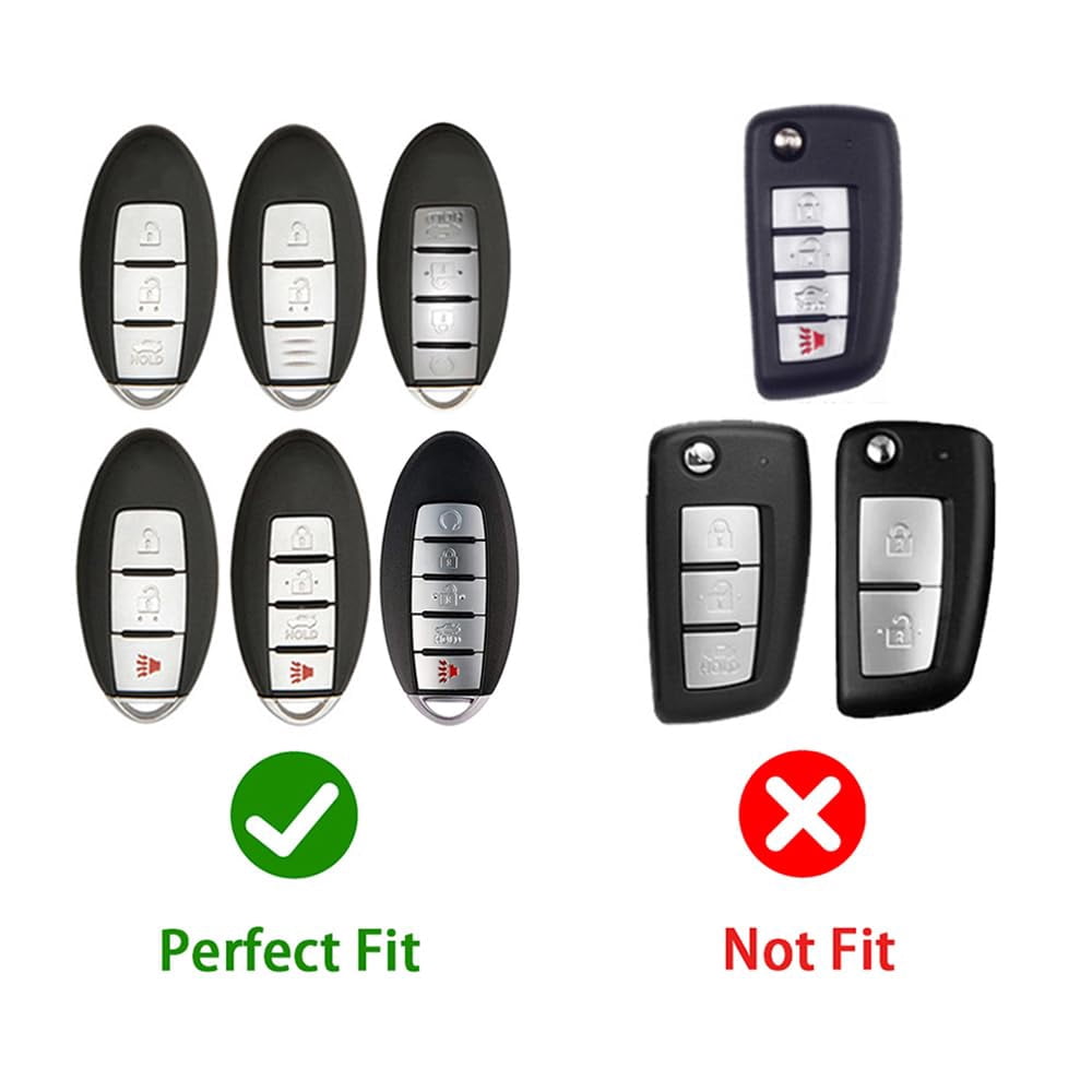 Key Cover Case, Zinc Alloy Smart Key Fob Case Shell Compatible for Nissan Murano Pathfinder Titan Maxima Sylphy Lannia Teana, for Infiniti XTrail Rogue Altima Quest Sentra