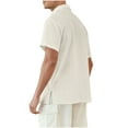 thumbnail image 4 of Mens Short Sleeve Button Down Shirts Casual Cotton Shirt Summer Beach Tops with Pocket, 4 of 9