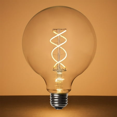Wintergreen Lighting G125 FlexFilament LED Edison Globe Light Bulb  5W Vintage LED Edison Bulb  Clear Finish
