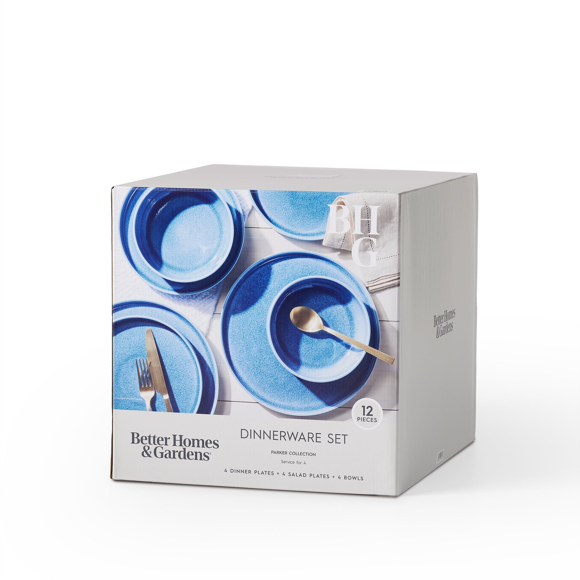 Better Homes & Gardens-Parker Blue Stoneware 12-Piece Dinnerware Set