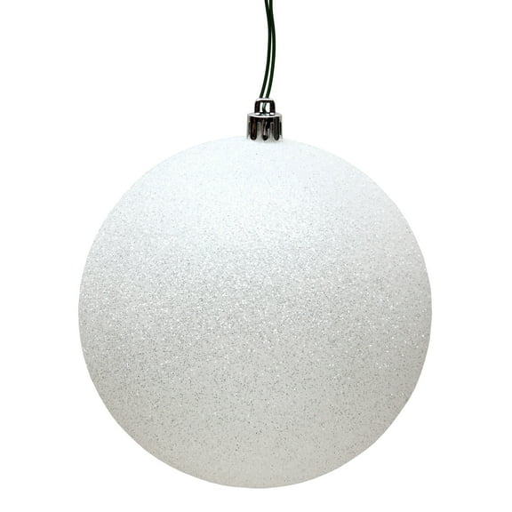 Vickerman 6" White Glitter Ball Ornament, 4 per Bag