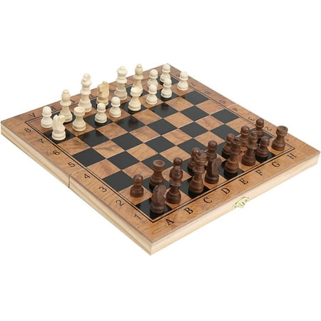 Chess Board Wooden Chess Set 3 in 1 Folding Chess Checkers Board Chess ...