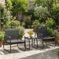 thumbnail image 5 of Outdoor Patio Bistro Set, 3-Piece Textilene Conversation Furniture with Chairs and Coffee Table, All-Weather Rust-Proof Balcony Set for Porch/Backyard/Deck, Black, 5 of 7