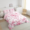 thumbnail image 2 of jejeloiu Ribbon Bow Tie Full Size Comforter Sets,Graffiti Bowknot Bedding Comforter Set,White Pink Bedding Sets,Lightweight Room Decorative Reversible,3 Pieces, 2 of 8