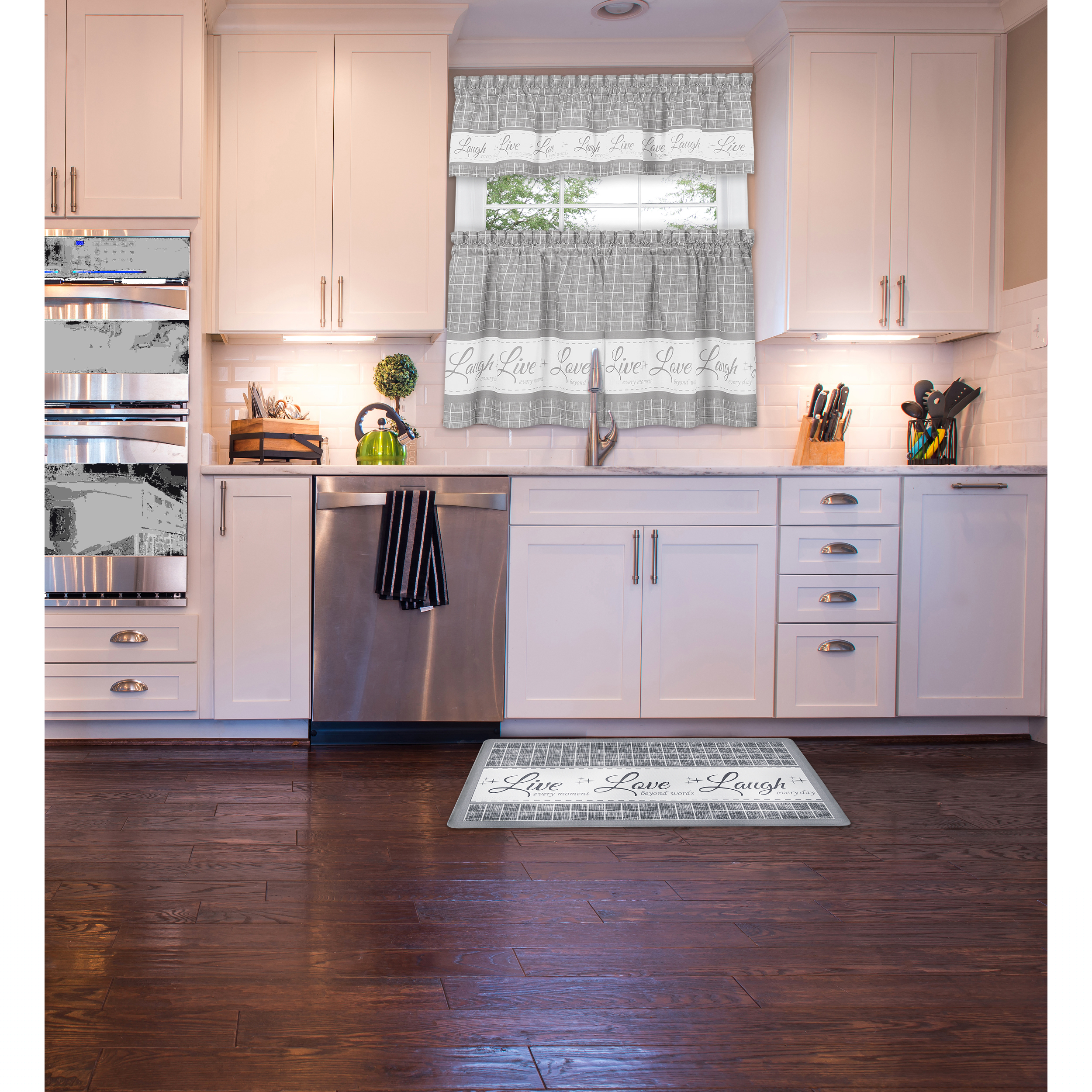 thumbnail image 3 of Achim Live, Love, Laugh Anti-Fatigue Kitchen Mat, Grey, 18" x 30", 3 of 6