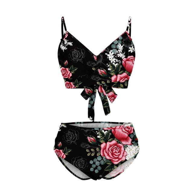 Traje de baño de dos piezas para mujer, cómodo, con pecho alto, en contraste OAVQHLG3B Store lin121212