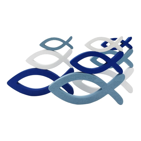 9Pack Wood Fish Decoration Fish Christening Decoration Confetti Table,Boy and Girl's Christening Decoration Communion Decoration