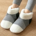 thumbnail image 3 of Kripyery 1 Pair Floor Shoes Socks Knitted Color Block Fuzzy Plush Lining Non-slip Silicone Keep Warm Cozy Winter Thermal Women Men Indoor Home Slipper Socks for Daily, 3 of 8