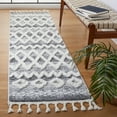 thumbnail image 3 of SAFAVIEH Moroccan Tassel Nevaeh Diamond Shag Area Rug, Grey/Ivory, 4' x 6', 3 of 10