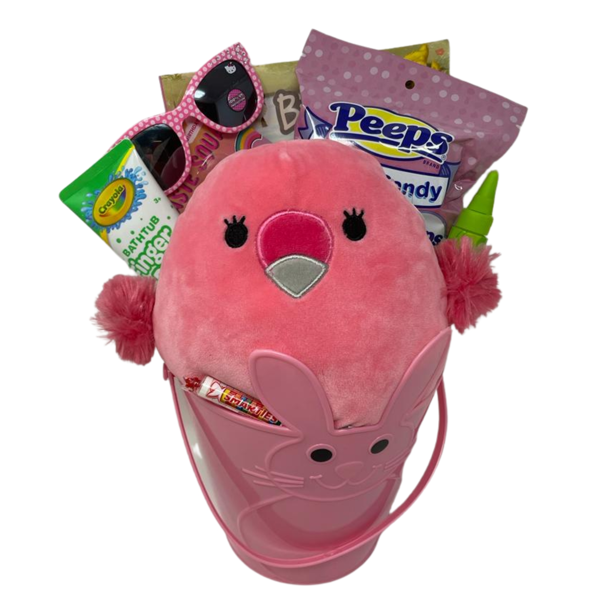 Happy Easter Gift Basket Pink Plush Squishmallow Stuffed Toy Sunglass Bathtub Fingerpaint