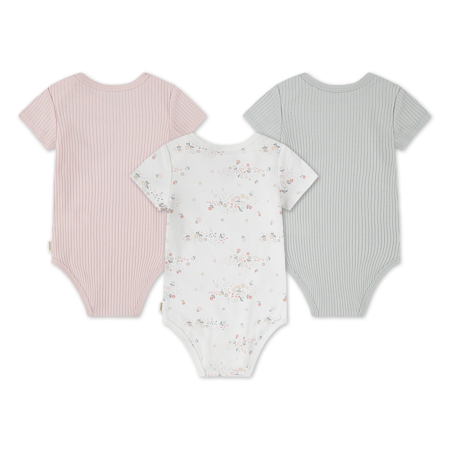 Huggies Baby Girls 3 Pack Organic Cotton Bodysuits, Sizes NB-9M