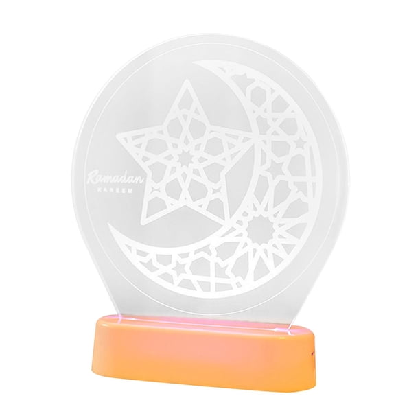 Lámpara de noche LED 3D EID Mubarak con ilusión de luna, lámpara de mesa, escritorio, decoración para habitación infantil Estrellas de la luna
