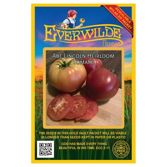 Everwilde Farms - 50 Abe Lincoln Heirloom Tomato Seeds - Gold Vault Seed Packet