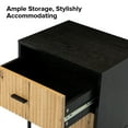 thumbnail image 6 of Wooden 2 Drawer Storage End Table Chest Cabinet Table Metal Legs for Home Black, 6 of 7
