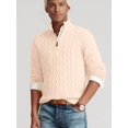 thumbnail image 4 of Men Half Zip Mock Neck Cable Knit Cotton Pullover Sweater Color XL, 4 of 7