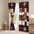 thumbnail image 3 of jejeloiu Vintage Cattle Hide Blackout Curtains Set of 2 (52x84 Each),Rustic Western Aztec Window Curtains,Boho Tribal Curtains and Drapes For Teens,Super Cozy Room Decor, 3 of 6