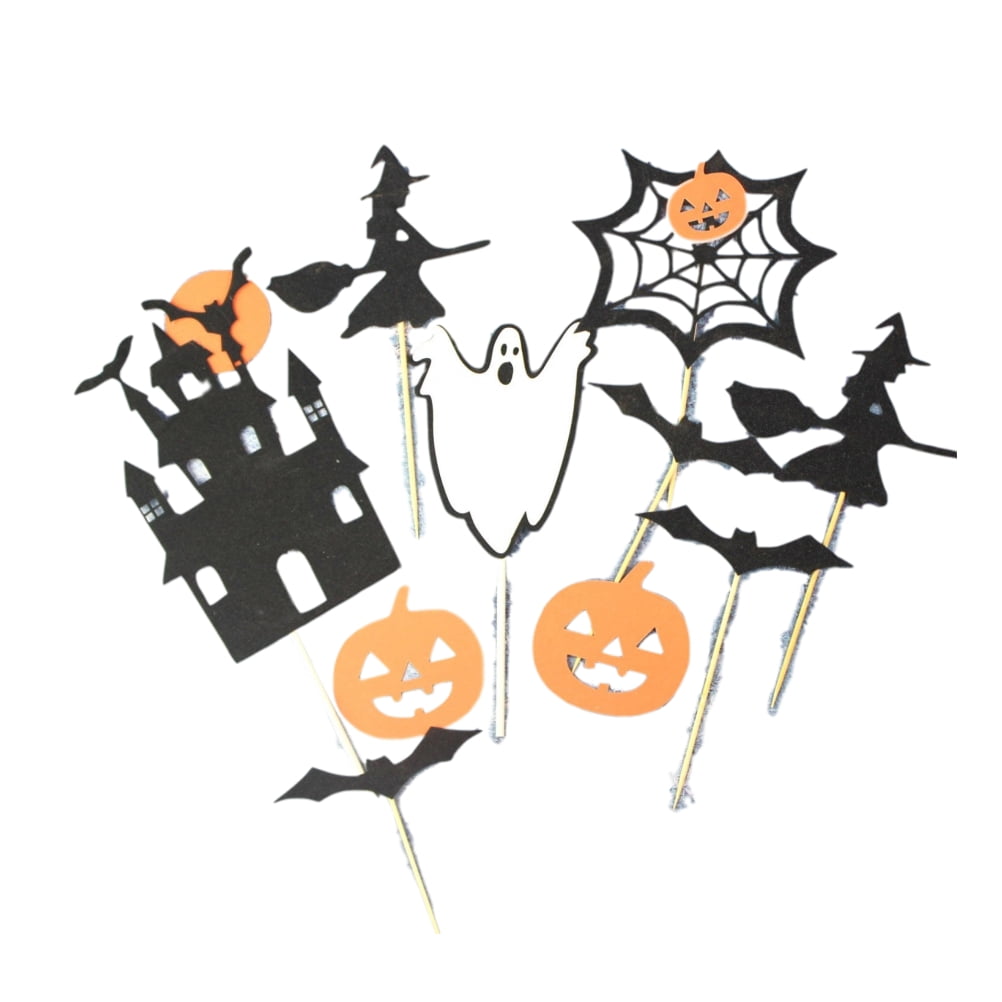 23PCS Halloween Cake Toppers Funny Pumpkin Spider  Bat Witch Ghost