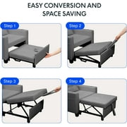 FLEXISPOT Convertible Sleeper Chair Bed, Pullout Small Sleeping Chair w/Adjustable Backrest, Pillow, Side Pockets, USB, Cup Holders, Pull Out Sofa Bed for Living Room