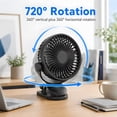 thumbnail image 4 of MOSENSE Portable Clip On Fan Battery Operated, 3 Speed Quiet 360° Rotatable Personal Fan, USB Rechargeable Battery Operated Cooling Fan for Desk, Home, Office, Stroller, Camping, Black, 4 of 6