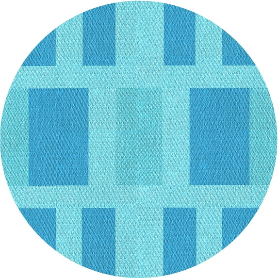 Ahgly Company Indoor Round Patterned Bright Turquoise Blue Area Rugs, 6' Round