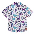 thumbnail image 2 of Dailycode Small Short Sleeve Button Down Shirts Purple Blue Butterflies Casual Shirt 3-10 Years, 2 of 9
