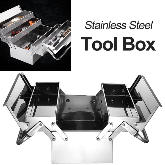 Caja de herramientas CUTICAT portátil Estuche de bandeja de 3 compartimentos de Acero inoxidable