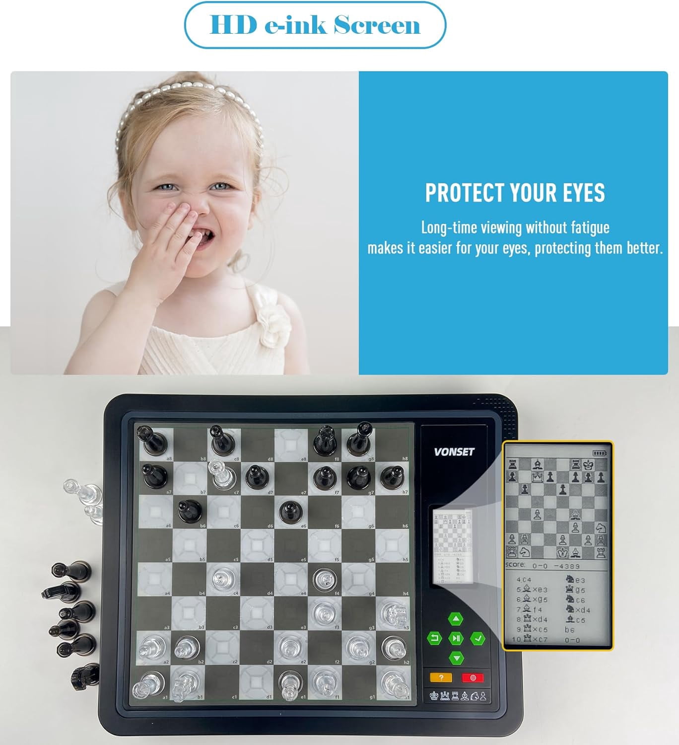 Vonset L6 chess computer Electronic Chess Set Computer Chess Board Game Chess Sets for Beginners and Improving Players