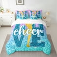 thumbnail image 2 of Manfei Cheer Cheerleading 7-Piece Bedding Comforter Set,Colorful Glitter Print King Bedding Sets,Girls Cheeleader Bed Sheets,Microfiber Bedroom Decor, 2 of 8
