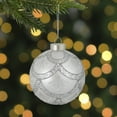thumbnail image 2 of Northlight Glittered Cosmoid Glass Christmas Ball Ornament - 4" - Silver, 2 of 4