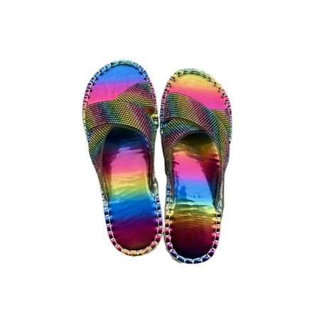 

Woobling Ladies Flat Sandals Beach Sandal Cross Strap Slides Fashion Slide Indoor&Outdoor Summer Slippers Colorful 5.5