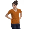 thumbnail image 1 of Sierra Socks T-Shirts Col en V pour Femmes (TG, Camel), 1 of 2