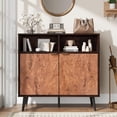 thumbnail image 1 of QinaQin Sideboard with Drawers, 31.5-Inch Large Sideboard Storage Unit with Shelves and Doors, Coffee Cabinet with Metal Handles, Compatible with Robot Vacuum Cleaners (Walnut Color), 1 of 7