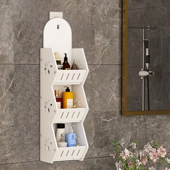 Qiweii Bathroom Shelves Over Toilet Storage - 3 Tier Wall Mounted Bamboo Bathroom Shelf Organizer Multifunctional Adjustable Layer Free Standing Utility Shelves for Bathroom Living Room Kitchen