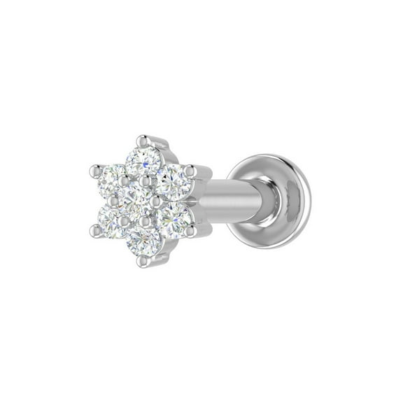 0.50Carat 7-Stones Cluster Round Cut Diamond Nose Pin Stud in 14K White Gold Plated