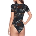 thumbnail image 3 of Uemuo Cool Sports Car Pattern Women's One Piece Short Sleeve Swimsuit Rash Guard Surfing Modest Quick-drying Swimsuit Beach Essentials-Large, 3 of 9