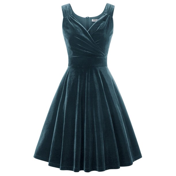 GRACE KARIN-vestidos de fiesta con lentejuelas y purpurina para mujer, vestido de terciopelo con cuello en V, línea A, vestido de noche de encaje, vestido de novia sin mangas, Invierno