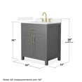thumbnail image 4 of Beckett 30" Dark Gray Single Vanity & White Quartz Top (3-Hole) & Gold Trim, 4 of 5