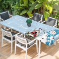 thumbnail image 2 of Blue Snowman Christmas Table Cloths for 8 Foot Rectangle Tables, Xmas Snowflake Birds Berry Winter Patio Waterproof Elastic Fitted Tablecloths, Washable Rectangular Table Cover for Camping, 2 of 8