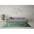 thumbnail image 3 of Ahgly Company Indoor Square Oriental Turquoise Blue Industrial Area Rugs, 4' Square, 3 of 4