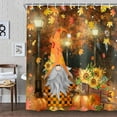 thumbnail image 3 of Harvest Pumkin Fall Shower Curtain, Cute Gnome Thanksgiving Harvest Straw Autumn Maple Leaf Fabric Bathroom Bath Curtian, Fall Forest View Waterproof Shower Curtain Sets with Hooks, 69x70, 3 of 3
